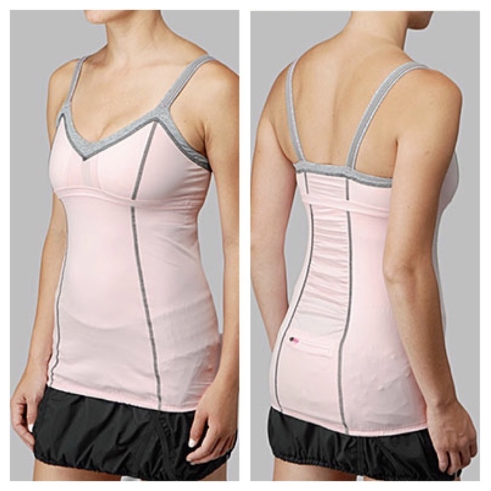 Lululemon Light Pink and Black Light Up Tank Cycling Reflective Stretch Size 6